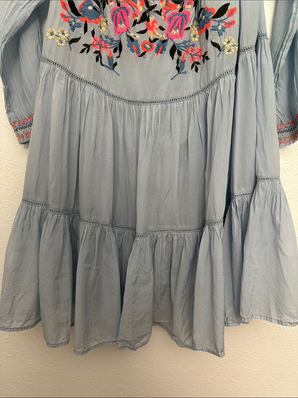 Free People Tiered Embroidered Peasant Mini Dress - Picture 3 of 8